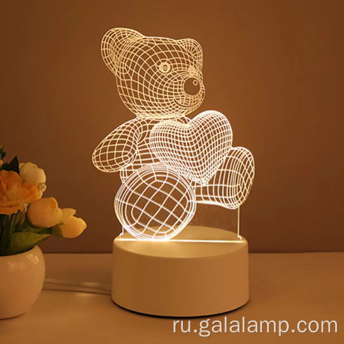 Современная 3D светодиодная акриловая рождественская ночная лампа